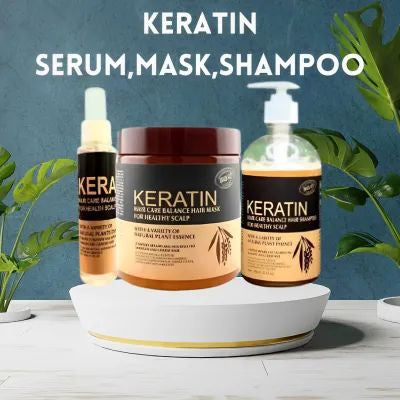 Keratin shampoo +keratin hair mask + keratin serum 3 pcs deal Keratin Hair Care Balance Hair Mask & Hair Treatment – (500ml)